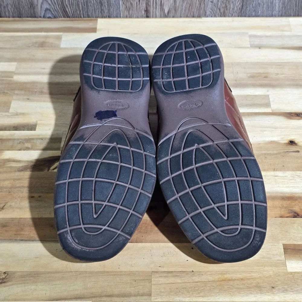 Dr Scholl's Men's 11 D Brown Leather Comfort Moccasin Hook-Loop‎ Closure Shoe